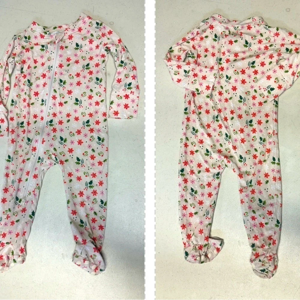 WILDBIRD Girls Zip modal adorable whimsical cottagecore floral onesie 6-12mths